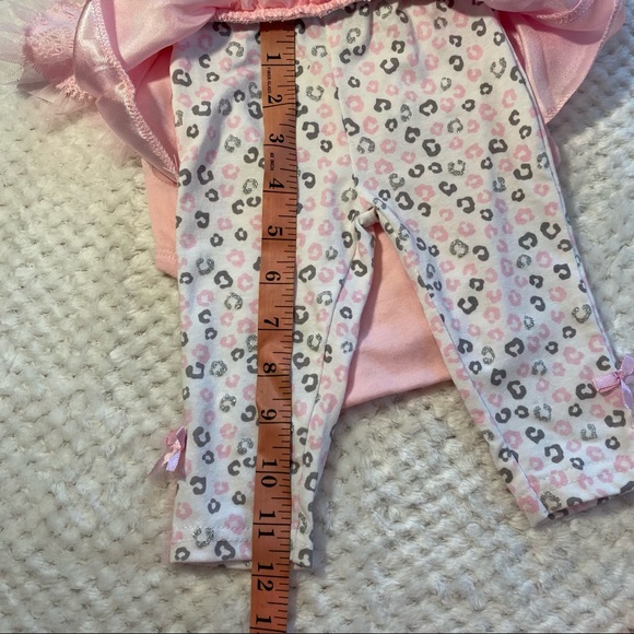 NWT Little Girls Matching Set, Onsie, Leggings, Tutu, Glitter Pink Leopard Spots - Picture 16 of 16